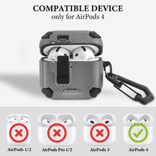 画像をギャラリービューアに読み込む, Geekria ハードシェルケース Apple AirPods 4用 耐衝撃フルボディカバー ロック解除フラップ、電話ホルダー、マグネット式バック付き