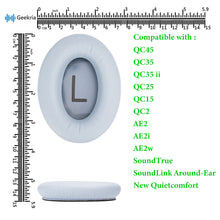 画像をギャラリービューアに読み込む, Geekria イヤーパッド QuickFit 互換性 パッド ボーズ Bose New QuietComfort, QC45, QC35, QC35 ii, QC25, QC15, QC2, AE2, AE2i, AE2w, SoundTrue, SoundLink AE ヘッドホンに対応 パッド イヤー / イヤーカップ プロテインレザー (ライトブルー)