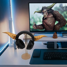 画像をギャラリービューアに読み込む, Geekria 3Dプリント ヘッドホン用 悪魔の角 デビルホーン 手作り ヘッドバンド 猛烈なラージャンホーン コスプレ 耳アタッチメント ハロウィーン 仮装パーティーに適用 (ゴールド)