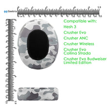 画像をギャラリービューアに読み込む, Geekria イヤーパッド QuickFit 互換性 パッド スカルキャンディ Skullcandy Crusher Wireless/Crusher EVO/Crusher ANC, Hesh3/HeshEVO/HeshANC, Venue ANC ヘッドホンに対応 パッド イヤー / イヤーカップ (プロテインレザー / 迷彩)
