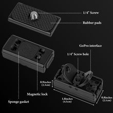 画像をギャラリービューアに読み込む, Geekria マグネット式クイックリリースマウント 互換性:Insta360 X5、X4 Air、X4、Ace Pro 2、Ace Pro マグネットマウントベース アクセサリー、金属トライポッドアダプター(1/4ネジ対応機器用)(ブラック)