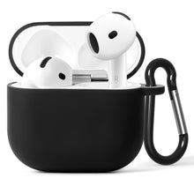 画像をギャラリービューアに読み込む, Geekria シリコン カバー 互換性 カバー アップル Apple AirPods 4 対応 True Wireless Earbuds 充電ケースカバー 外装カバー キーホルダーフック付き、充電ポートアクセス可能 (黒)