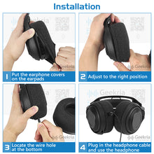 画像をギャラリービューアに読み込む, Geekria カバー 2ペア 互換性 イヤーパッドカバー (SGS認証済) 劣化防止、防塵 ヘッドホン 交換用 ストレッチニット 11-16CM ヘッドホン用 洗濯可 ( Large / ブラック・フラワリーグレー)