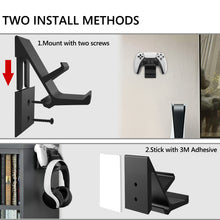 画像をギャラリービューアに読み込む, Geekria ヘッドホンハンガー 2台セット アアルミニウム合金 スタンド コントローラーハンガー&ヘッドホンハンガー ホルダー ゲーミングヘッドセット 用の 壁掛けブラケット ハンガー Xbox One, PS5, PS4, Dualshock, HyperX に適用(2pcs セット ブラック)