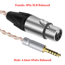画像をギャラリービューアに読み込む, Geekria 4.4mm Male から 4 Pin XLR Female Balanced ヘッドフォンアダプター、銀メッキ銅アップグレード 変換オーディオコード (20cm / 1 パック)