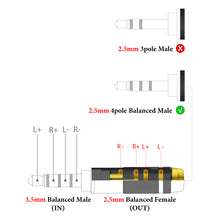 画像をギャラリービューアに読み込む, Geekria 3.5mmバランスオス-2.5mmメスオーディオアダプター、プレーヤーとアンプ用アルミ合金アダプター、金メッキピン、オーディオデバイスと互換性あり