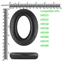 画像をギャラリービューアに読み込む, Geekria イヤーパッド QuickFit 互換性 パッド ゼンハイザー Sennheiser HD515, HD518, HD555, HD595, HD560s ヘッドホンに対応 イヤパッド/イヤークッション/イヤーカップ プロテインレザー (ブラック)