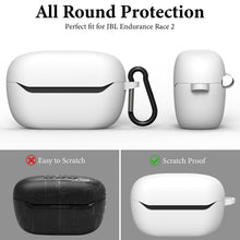 画像をギャラリービューアに読み込む, Geekria シリコンカバー 互換性 カバージェイビーエル JBL Endurance Race 2 対応 True Wireless Earbuds 充電ケースカバー 外装カバーキーホルダーフック付き 、充電ポートアクセス可能、フロントLED可視