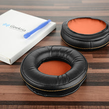 画像をギャラリービューアに読み込む, Geekria イヤーパッド QuickFit 互換性 パッド スティールシリーズ SteelSeries SIBERIA 800, 840 ヘッドホンに対応 パッド イヤー / イヤーカップ ( プロテインレザー / ブラック オレンジネット)