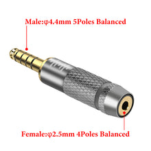 画像をギャラリービューアに読み込む, Geekria 4.4mm オス - 2.5mm バランス メス ヘッドフォン アダプター 2.5mm 4極ケーブル用 バランス 4.4mm プレーヤー デバイスに接続 アルミ合金変換オーディオ プラグ 金メッキ アダプター