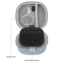 画像をギャラリービューアに読み込む, Geekria ハードシェルキャリングケース ボーズ Bose SoundLink Micro II Bluetoothスピーカー対応、ケーブル収納付きポータブルトラベルバッグ、キーチェーンフック付き保護ケース (ブルー)