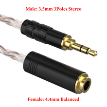 画像をギャラリービューアに読み込む, Geekria Apollo バランス接続ケーブル 3.5mm三極 ステレオ (オス)→ 4.4mm四極 バランス(メス) 接続ケーブル 交換プラッグ 変換ケーブル 4芯 16cm (4N OCC単結晶銅と単結晶銀 混編)