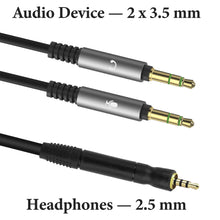 画像をギャラリービューアに読み込む, Geekria オーディオケーブル Sennheiser Game One、Game Zero、PC 373D、GSP 500、GSP 600 ヘッドセット対応 2.5mm - デュアル3.5mm Y字型交換ケーブル(2m)