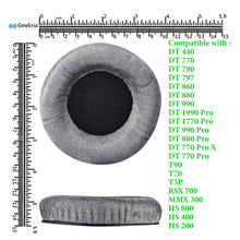 画像をギャラリービューアに読み込む, Geekria イヤーパッド Comfort 互換性 パッド ベイヤーダイナミック Beyerdynamic DT440 DT770 DT790 DT797 DT860 DT880 DT990 T5P T70 T90 HS200 HS400 HS800 MMX300 RSX700 ヘッドホンに対応 パッド イヤー / イヤーカップ (ベロア / グレー)