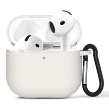 画像をギャラリービューアに読み込む, Geekria シリコン カバー 互換性 カバー アップル Apple AirPods 4 対応 True Wireless Earbuds 充電ケースカバー 外装カバー キーホルダーフック付き、充電ポートアクセス可能 (オフホワイト)