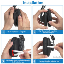 画像をギャラリービューアに読み込む, Geekria イヤーパッド QuickFit 互換性 パッドアーカーゲー AKG K361, K361BT, K371, K371BT ヘッドホンに対応 パッド イヤー / イヤーカップ プロテインレザー (黒)