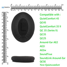 画像をギャラリービューアに読み込む, Geekria イヤーパッド Comfort 互換性 パッド ボーズ Bose QCSE QuietComfort QC45, QC35, QC35 ii, QC35 ii Gaming, SoundTrue, SoundLink, New Quietcomfort ヘッドホンに対応 パッド イヤー / イヤーカップ ( ベロア / ブラック )