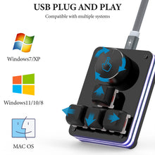 画像をギャラリービューアに読み込む, Geekria USB ミニ 4 キー + ノブ キーボード、片手用メカニカル ゲーミング キーボード。カスタマイズ可能なキー機能 RGB サイレント赤軸キーボード、Windows XP/7/8/10/11 および Mac OS と互換性あり