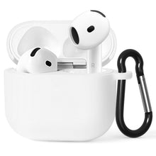 画像をギャラリービューアに読み込む, Geekria シリコン カバー 互換性 カバー アップル Apple AirPods 4 対応 True Wireless Earbuds 充電ケースカバー 外装カバー キーホルダーフック付き、充電ポートアクセス可能 (白)