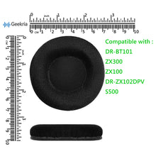 画像をギャラリービューアに読み込む, Geekria イヤーパッド Comfort 互換性 パッド ソニー Sony DR-BT101, ZX300, ZX100, DR-ZX102DPV, S500 ヘッドホンに対応 パッド イヤー / イヤーカップ ( ベロア / ブラック )