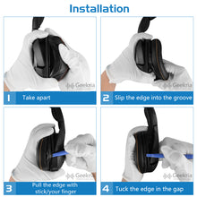 画像をギャラリービューアに読み込む, Geekria イヤーパッド QuickFit 互換性 パッド スティールシリーズ SteelSeries SIBERIA 800, 840 ヘッドホンに対応 パッド イヤー / イヤーカップ ( プロテインレザー / ブラック オレンジネット)