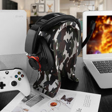 画像をギャラリービューアに読み込む, Geekria ヘッドホンスタンド 木製 ビーガンレザー オメガ オーバーイヤー ヘッドホン、ゲームヘッドセット用の ホルダー, デスクディスプレイハンガーRazer Kraken, Nari Ultimate, Game Zero, SONY PS4 Golden Headset, ATH-G1WL と互換性(迷彩)