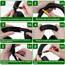 画像をギャラリービューアに読み込む, Geekria ヘッドバンド 互換性 ヘッドホンヘッドバンド プロテインレザー パッド マイクロソフトMicrosoft Xbox Wireless 対応 交換用 ( 黒 )