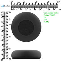 画像をギャラリービューアに読み込む, Geekria イヤーパッド QuickFit 互換性 パッド ジャブラ Jabra Evolve 75 UC, 75, 75+, 75 MS ヘッドホンに対応 パッド イヤー / イヤーカップ(プロテインレザー / 黒)