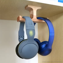 画像をギャラリービューアに読み込む, Geekria ヘッドホンスタンド 木製 吊り下げ式 ヘッドホンハンガー(2本掛け1つ と1本掛け1つ セット)