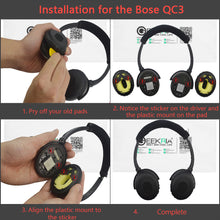 画像をギャラリービューアに読み込む, Geekria イヤーパッド + ヘッドバンド ボーズ Bose QC3 ON EAR, QuietComfort 3 等対応交換用 イヤークッション (ブラック) セット