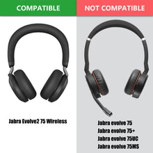 画像をギャラリービューアに読み込む, Geekria イヤーパッド QuickFit 互換性 パッド ジャブラ Jabra Evolve2 75 ヘッドホンに対応 パッド イヤー(黒)