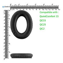 画像をギャラリービューアに読み込む, Geekria QuickFit イヤーパッド 互換性 パッド ボーズ Bose QuietComfort 15, QC15, QC2 ヘッドホンに対応 イヤパッド/イヤークッション/イヤーカップ ( プロテインレザー / ブラック )