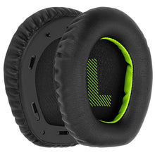 画像をギャラリービューアに読み込む, Geekria イヤーパッド QuickFit 互換性 パッド ジェイビーエル JBL Quantum 100, Q 100 ヘッドホンに対応 パッド イヤー / イヤーカップ プロテインレザー (ブラックレザーグリーンネットワーク)