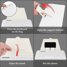 画像をギャラリービューアに読み込む, Geekria コンパクト キーボード ケース、携帯電話とタブレット ホルダー付きヴィーガン レザー トラベル ケース、Magic Keyboard、ロジクール Logicool Pebble Keys 2 K380s / ロジクール Logicool K380 と互換性のあるキーボード ケース (ホワイト)