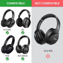 画像をギャラリービューアに読み込む, Geekria イヤーパッド QuickFit 互換性 パッド エムパウ Mpow H12 ANC, H10, RCA H033C ヘッドホンに対応 パッド イヤー / イヤーカップ (プロテインレザー / 黒)