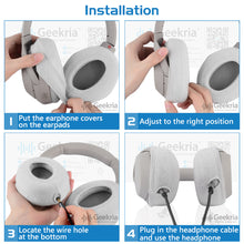 画像をギャラリービューアに読み込む, Geekria カバー 2 ペア 互換性 イヤーパッドカバー (SGS認証済) 劣化防止、防塵 ヘッドホン交換用 ストレッチニット 8-11CMヘッドホン用 洗濯可 (Medium / グレー)