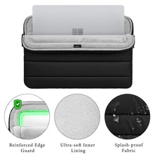 画像をギャラリービューアに読み込む, Geekria 360度 保護 パフィー ラップトップ スリーブ 13.8インチ Microsoft Surface ラップトップ (2024) Copilot+ PC, 14インチ Lenovo ThinkPad X1 Carbon Gen 13に対応 キルティング ソフト パファーバッグ (ブラック)