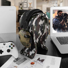 画像をギャラリービューアに読み込む, Geekria ヘッドホンスタンド 木製 ビーガンレザー オメガ オーバーイヤー ヘッドホン、ゲームヘッドセット用の ホルダー, デスクディスプレイハンガー レイザー Razer, Sordin, Walker's, HyperX, スティールシリーズ SteelSeriesと互換性(迷彩)