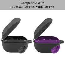画像をギャラリービューアに読み込む, Geekria シリコン カバー 互換性 カバー JBL Wave 100TWS, VIBE 100 対応 True Wireless Earbuds 充電ケース充電ケースカバー 外装カバー キーホルダーフック付き、充電ポートアクセス可能 (Black)