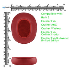 画像をギャラリービューアに読み込む, Geekria イヤーパッド QuickFit 互換性 パッド スカルキャンディSkullcandy Crusher Wireless/EVO/ANC, Hesh 3/EVO/ANC, Venue ANC ヘッドホンに対応 パッド イヤー / イヤーカップ プロテインレザー (赤)