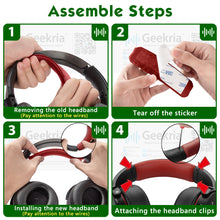 画像をギャラリービューアに読み込む, Geekria ヘッドバンド 互換性 ヘッドホンヘッドバンド ソニー SONY MDR-XB950BT MDR-XB950N1 MDR-XB950B1 MDR-XB950/H 対応 交換用 パッド(レッド)