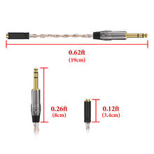 画像をギャラリービューアに読み込む, Geekria Apollo バランス接続ケーブル 6.35mm三極 ステレオ (オス)→ 4.4mm五極バランス(メス) 接続ケーブル 交換プラッグ 変換ケーブル 4芯 19cm (4N OCC単結晶銅と単結晶銀 混編)