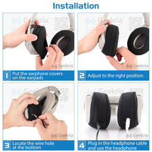 画像をギャラリービューアに読み込む, Geekria カバー 2 ペア 互換性 イヤーパッドカバー 劣化防止、防塵 ヘッドホン交換用 ストレッチニット 8-11CM ヘッドホン用 洗濯可 ( Medium / ブラック)