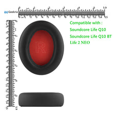 画像をギャラリービューアに読み込む, Geekria イヤーパッド QuickFit 互換性 パッド アンカー Anker Soundcore Life Q10, Q10 BT, Life 2 NEO ヘッドホンに対応 パッド イヤー / イヤーカップ ( プロテインレザー / ブラック 赤 )