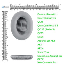 画像をギャラリービューアに読み込む, Geekria イヤーパッド QuickFit 互換性 パッド ボーズ Bose QC45, QC35, QC35 ii, QC35 ii Gaming, QC15 QC25, AE2, AE2i, AE2w, SoundTrue, SoundLink AE, QCSE. New Quietcomfort ヘッドホンに対応 パッド イヤー / イヤーカップ ( プロテインレザー / グレー シルバー)