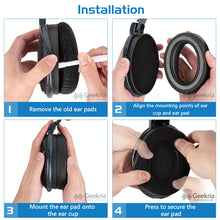 画像をギャラリービューアに読み込む, Geekria イヤーパッド QuickFit 互換性 パッド ゼンハイザー Sennheiser HD525, HD535, HD545, HD565, HD580, HD600, HD650, HD660 S ヘッドホンに対応 パッド イヤー / イヤーカップ ( プロテインレザー / ブラック )