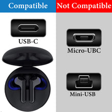 画像をギャラリービューアに読み込む, Geekria PUレザー 充電ケーブル 互換性 Type-C 充電コード USB to USB-C エレクトロニクスLG TONE Free T90S, TONE Free T80 TWS, TONE-FP9 に対応 (黒 / 30cm 2パック)