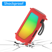 画像をギャラリービューアに読み込む, Geekria シリコーン スピーカーケース カ 互換性カバー ジェイビーエル JBL Pulse 5に 対応 保護用の防水ソフトスキン、Bluetoothスピーカーケース、キーホルダーフック付き ショルダーストラップ付き (赤)