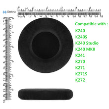 画像をギャラリービューアに読み込む, Geekria イヤーパッド Comfort 互換性 パッド アーカーゲー K240, K240S, K240 Studio, K240 MKII, K241 ヘッドホンに対応 パッド イヤー / イヤーカップ ベロア(ブラック)