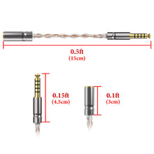 画像をギャラリービューアに読み込む, Geekria Apollo バランス接続ケーブル 4.4mm五極 バランス (オス) → 3.5mm四極 バランス(メス)接続ケーブル 交換プラッグ 変換ケーブル 4芯 15cm (4N OCC単結晶銅と単結晶銀 混編)